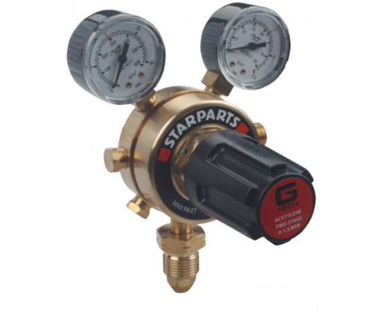 STARPARTS TWO STAGE ACETYLENE REGULATOR - DUAL GAUGE