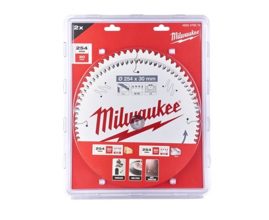 MILWAUKEE 10" MITRE SAW BLADE TWIN PACK