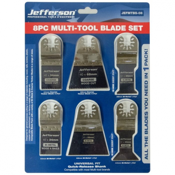 Jefferson 8 Piece Bi-Metal Multi Tool Blade Set
